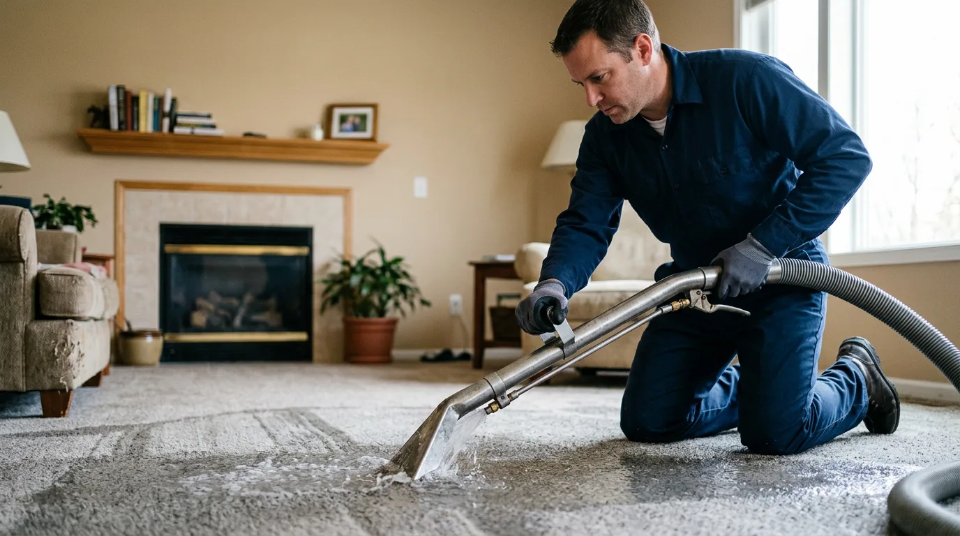 Water damage restoration technician working near Timpson, TX